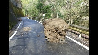 1mの石が路上に落下　1か月通行止めに　孤立地域なし＝静岡市葵区の県道