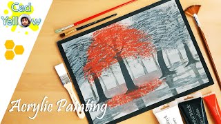 How to draw trees / Colour Splash / Relaxing ASMR Demo | Abstract