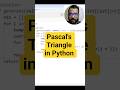Pascal's Triangle in Python | LeetCode 118 #python #leetcode #shorts #shortvideo #dsa #education