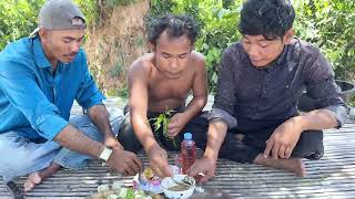 Yummy duck eggs with spicy fish sauce in countryside