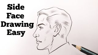 how to draw a side view face male Drawing a side face  view easy tutorial step by step for beginners