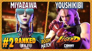 SF6 🔥 Miyazawa (#2 Ranked A.K.I.) vs Youshikibi (CAMMY) – High Level Gameplay!