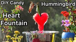 Hummingbird Fountain from Candy Heart Hummingbirds LOVE Solar Birdbath or No Electricity USB Power❤️