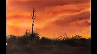 Watercolor - Painting A Simple Sunset