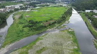 相模川　空撮　上大島キャンプ場付近