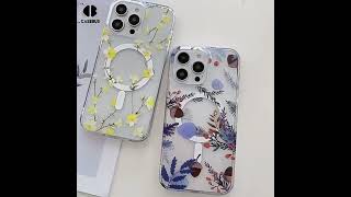 Casebus Floral Phone Case, Compatible with MagSafe, Flower Patterns, Shockproof Protective Cover