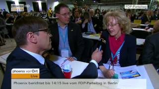 FDP-Parteitag: Saalreporter Sven Thomsen spricht mit u.a. Lorenz Deutsch am 23.04.2016