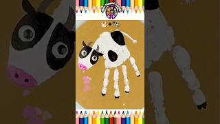 How To Make Cow With Hand Paint 🐄 #shorts #printing #painting #cow #diy #art #fingerprint #handmade