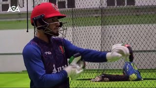 Riaz Hassan sweating it out for Afghanistan A vs Sri Lanka A tour