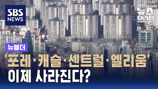 '포레 · 캐슬 · 센트럴 · 엘리움'…해괴한 아파트 이름 사라질까? / SBS / 뉴블더