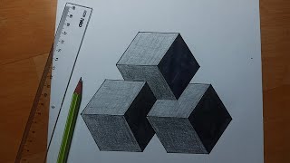 How to draw 3D Cube Box | Amazing Optical Illusion - 3D trick Art