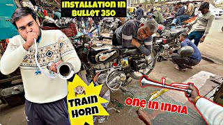 Train Horn Installed in Bullet 350 🔊 | SUPER LOUD Pressure Horn in Royalenfield | @b4bullet