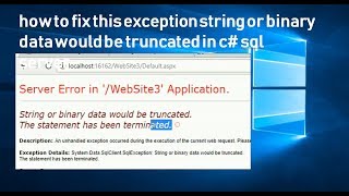 how to fix this exception string or binary data would be truncated in c# sql server