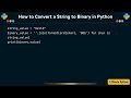 How to Convert a String to Binary in Python