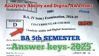 Answer key Analytics  Ability and Digital Awareness ba 5th sem 2024 25 Rmpsu /  co curriculur rmpsu