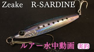 【Rサーディン：Zeake】個人的に一番釣れているメタルジグ・・・水中映像　「Zeake R-SARDINE」　ルアー水中動画　【ジギング実釣あり】