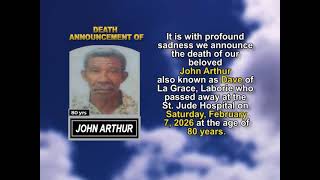 John Arthur ~ Short Obituary