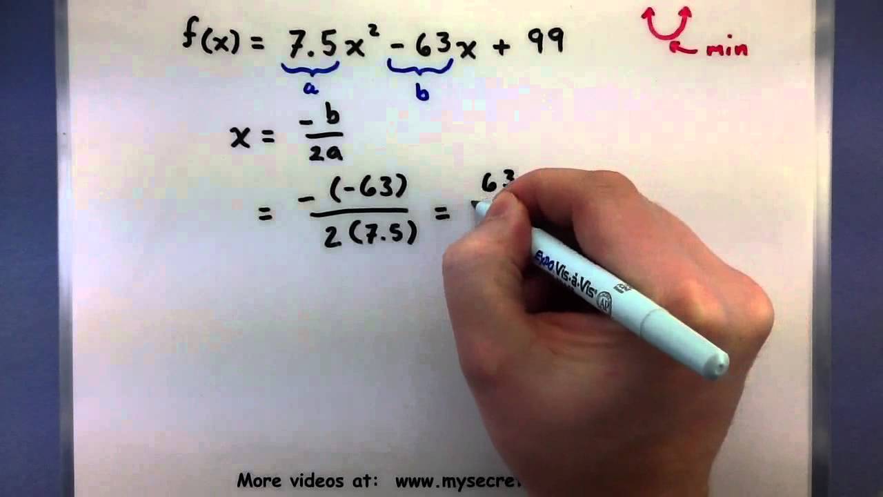 Pre-Calculus - Finding The Maximum Or Minimum Of A Function - YouTube