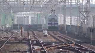 南海本線 住ノ江駅 相次いで到着する回送列車 16:45頃の風景　2013