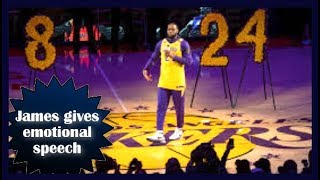 James gives emotional speech ahead of first LA Lakers game since Kobe Bryant’s death