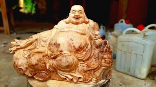 @ woodworking, Maitreya Buddha sculpture