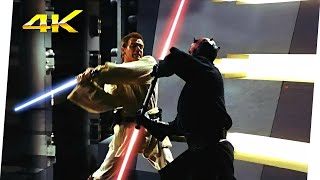 Qui-Gon Jinn & Obi-Wan Kenobi vs Darth Maul | Star Wars: La Amenaza Fantasma (1999) 4K UHD (LATINO)