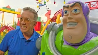 Tim Allen experiencing Toy Story Land at Disney's Hollywood Studios