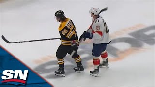 Bruins' Tyler Bertuzzi Steals Nick Cousins' Stick, Snaps It On The Bench