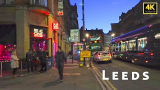 Night life in Leeds, walking from Call Lane via Duncan Street Boar Lane Birgate to The Headrow.