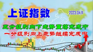 【两条均线看涨跌】A股|上证指数五分级别向下走势震荡完成中（202304112200）