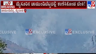 Fire Breaks Out At Chamundi Hills In Mysuru, Fire Fighters Struggle To Douse The Fire