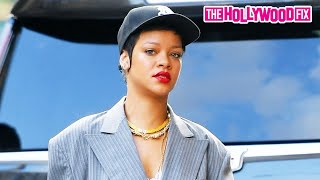 Rihanna Rocks An Unusual Backwards Denim Jacket Look While Stopping By A Friends House In New York