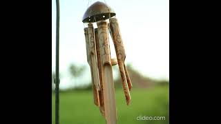 Nalulu Rustic Bamboo Wind Chimes - Outside Outdoor Wooden Windchimes, Small, Floral Burned Design.