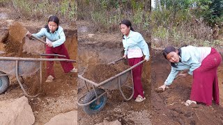 Anita making her front ground bigger II Anita working alone in Shelter@pastorallifeofnepal