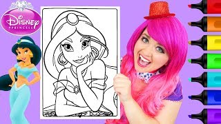 Coloring Jasmine Disney Princess Coloring Book Page Prismacolor Paint Markers | KiMMi THE CLOWN