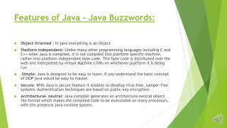 Features of Java Java Buzzwords