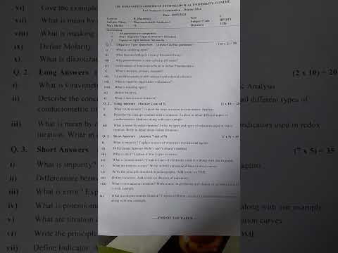 B PHARMACY 1 SEMESTER QUESTION PAPER 2022-23 PHARMACEUTICAL ANALYSIS 1 ...