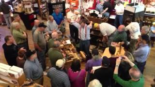 Roy Underhill plays In-A-Gada-Da-Vida on a hand saw at Highland Woodworking