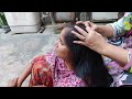 Nit picking of neighbours lady's black silky hair |ASMR family vlogs