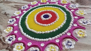 simple rangoli design ##art #rangolidesign #rangoli #easyrangoli #tips #tricks #sastifying #viral