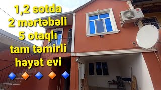 🏝Masazırda, 1,2 sotda, 2 mərtəbəli, 5 otaqlı, tam təmirli, kupçalı həyət evi satılır📌