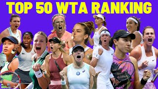 LATEST WTA TOP 50 RANK October 01, 2022 WTA Rankings Women's Tennis