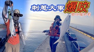 『海釣人生』新手釣魚出大運，遇上刺蔥爆咬！30分鐘六尾！台中港北堤～路亞 按拋 弓角 打母光