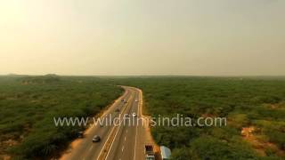 Aerial view of Tughlakabad Fort and Delhi - Faridabad - Surajkund Road
