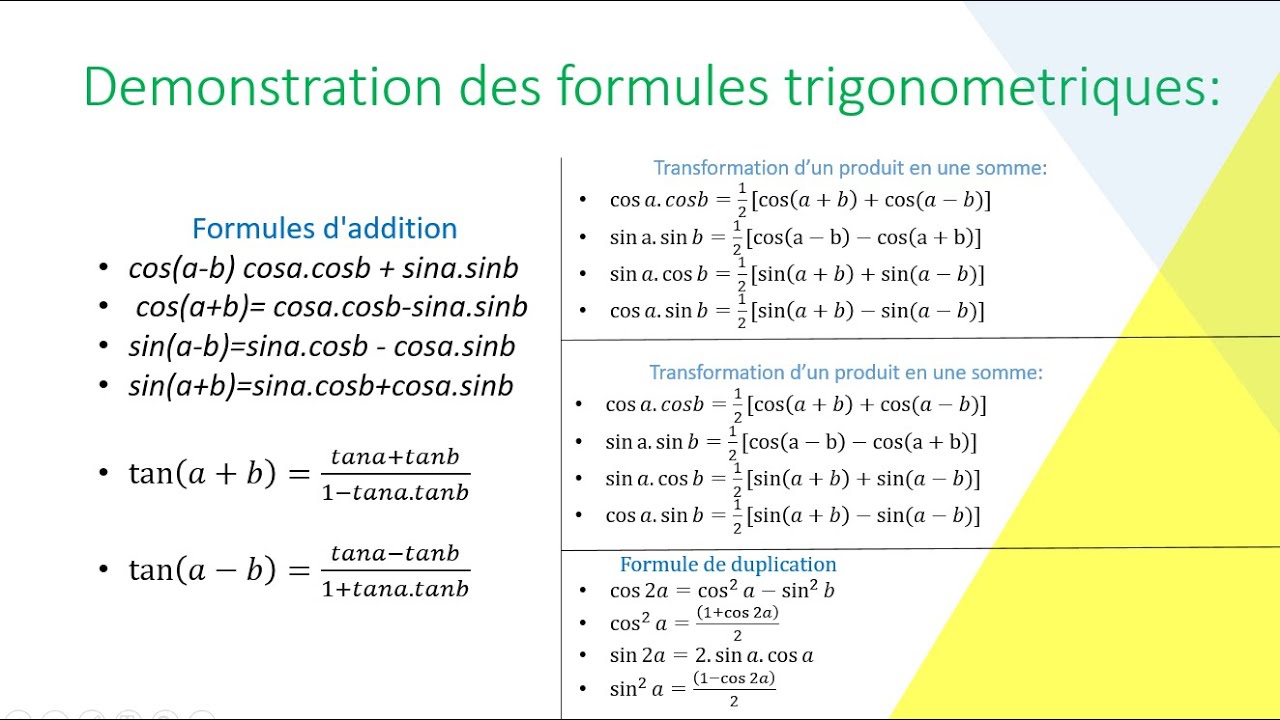 Démonstration Des Formules Trigonométriques: Guide Pratique (1ere ...