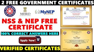 NSS Free Certificate | NEP Free Certificate | 2 Free Government Certifications Online in 2 minutes