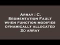 Array : C. Segmentation Fault when function modifies dynamically allocated 2d array