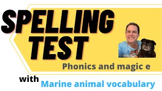 Free English: marine animal vocabulary, phonic reading with magic or silent e and a spelling test