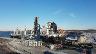 WICKO exiting Iroquois Lock, Ontario downbound on the St. Lawrence River. December 22, 2023.