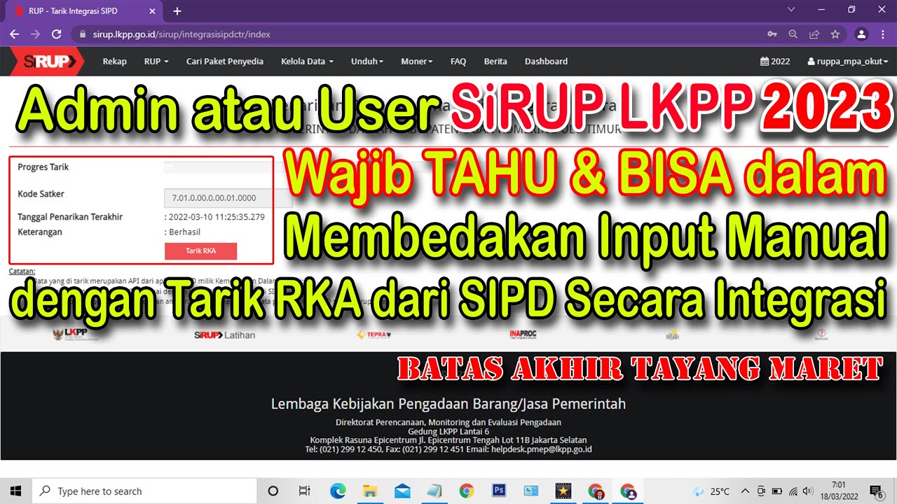 Tutorial Lengkap Cara Input RUP Dengan Tarik RKA SIPD Di SiRUP LKPP ...